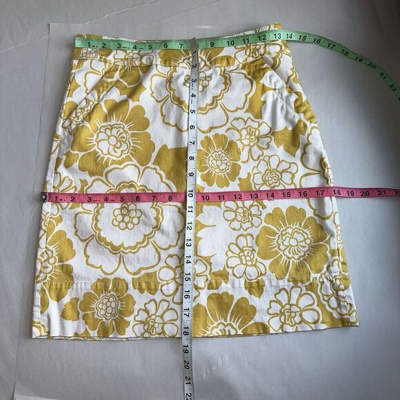 Boden Yellow Floral High Waist Pencil Skirt 4 | Cotton Blend Mod Retro Pockets - Picture 11 of 12